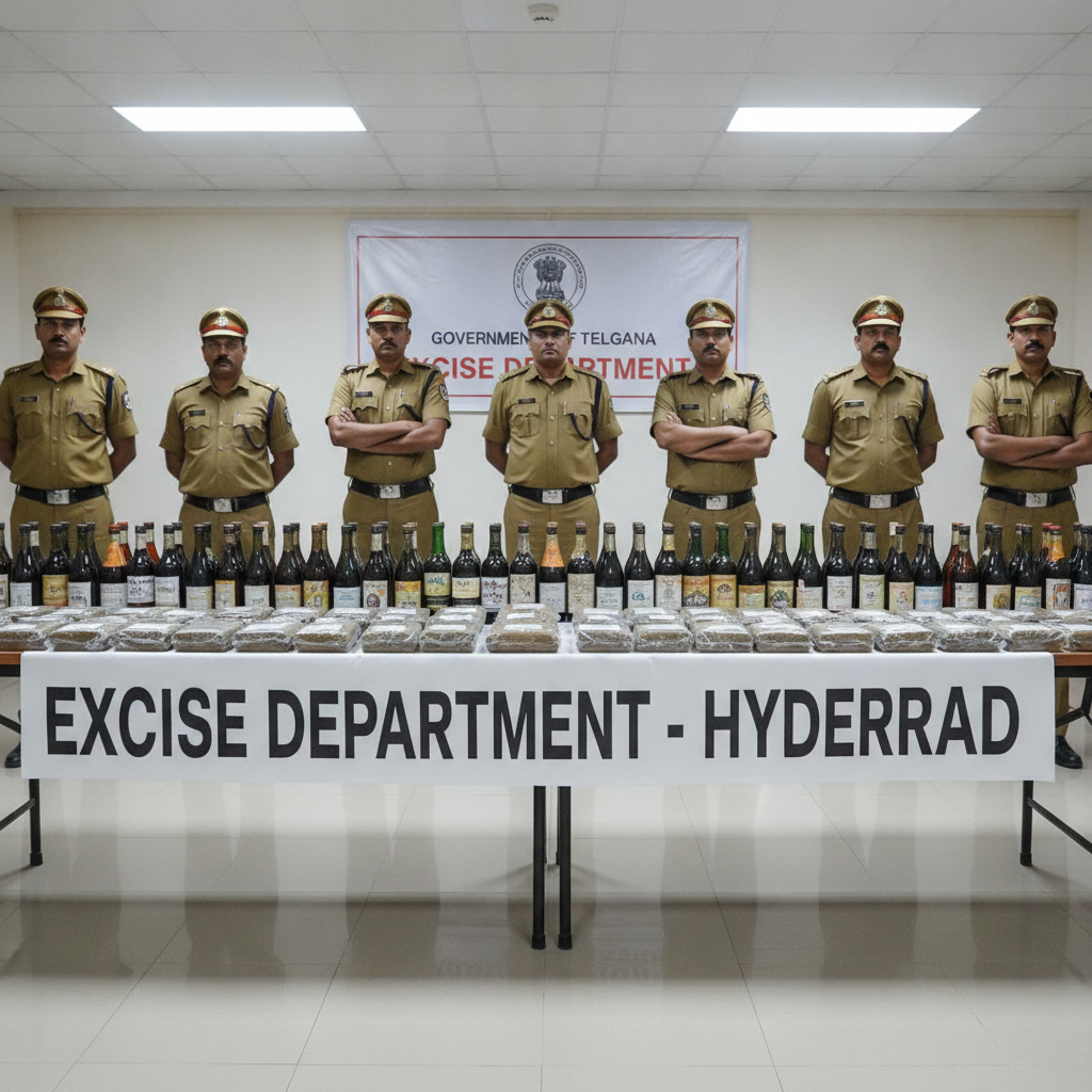 Telangana Excise Department Arrests Three, Seizes Ganja and Liquor in Hyderabad Raids