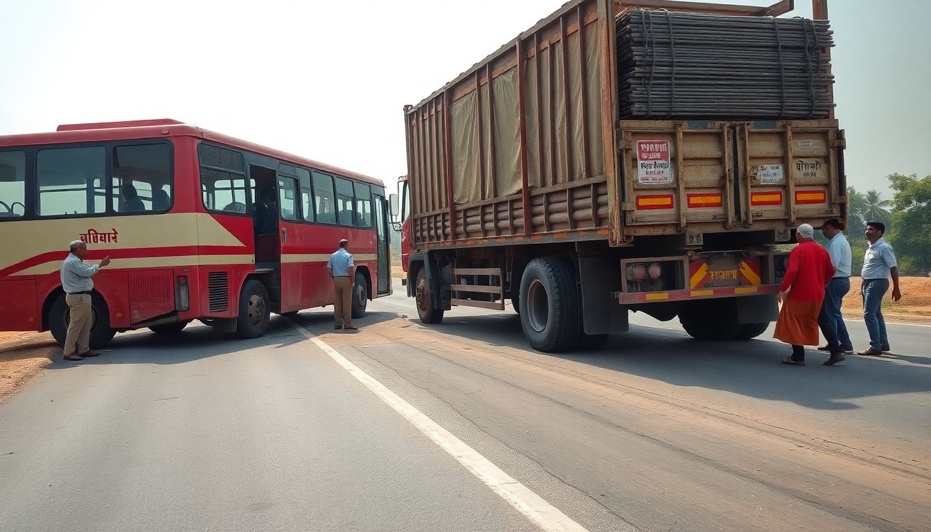 RTC Bus Rams Into Parked DCM at Inamguda in Abdullapurmet, 10 Injured