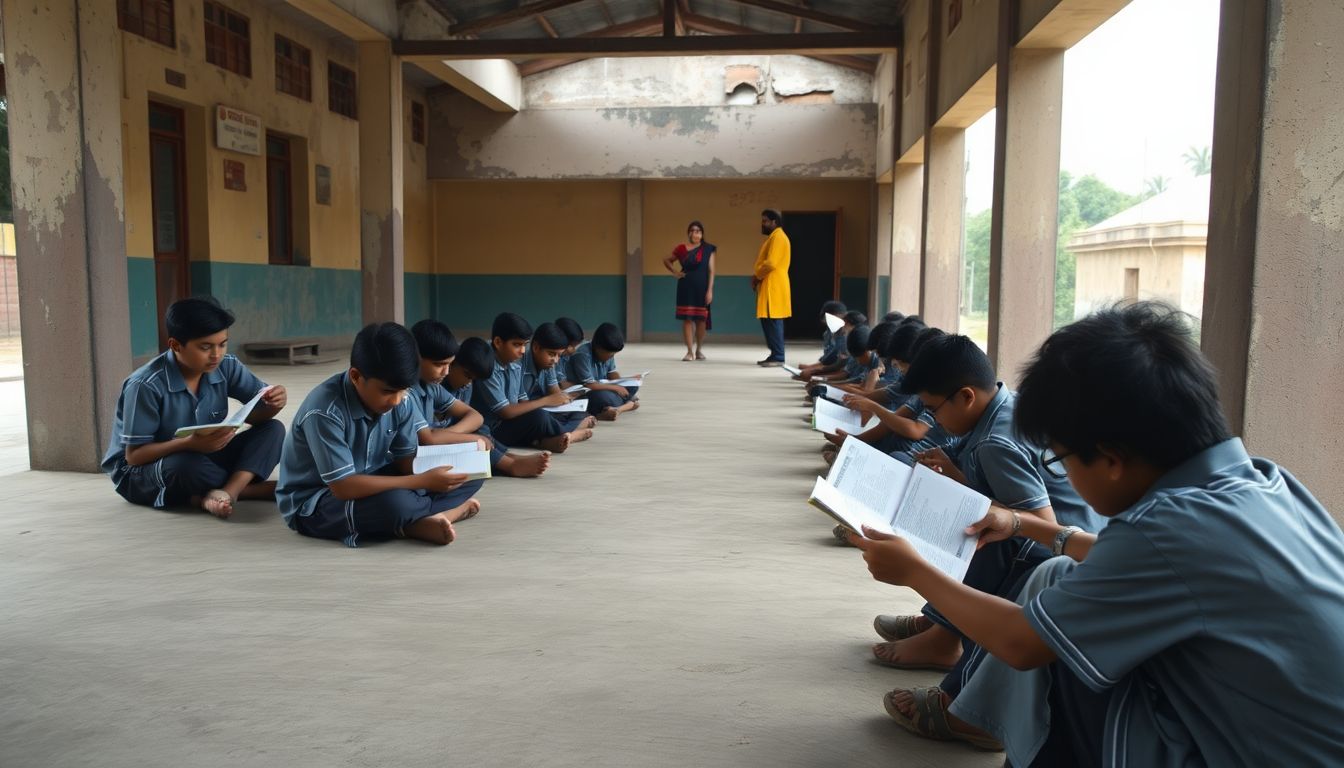 Nalgonda Government School Students Forced to Study in Corridors and Outdoor Stages