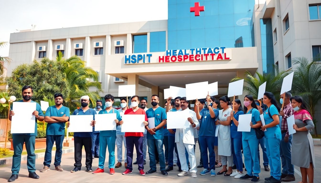 Contract Healthcare Workers Protest at Hyderabad Hospitals Demanding Wage Hike
