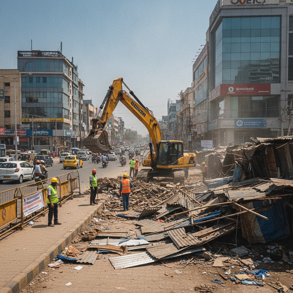 Cyberabad Municipal Corporation Clears 345 Encroachments Across Three Zones