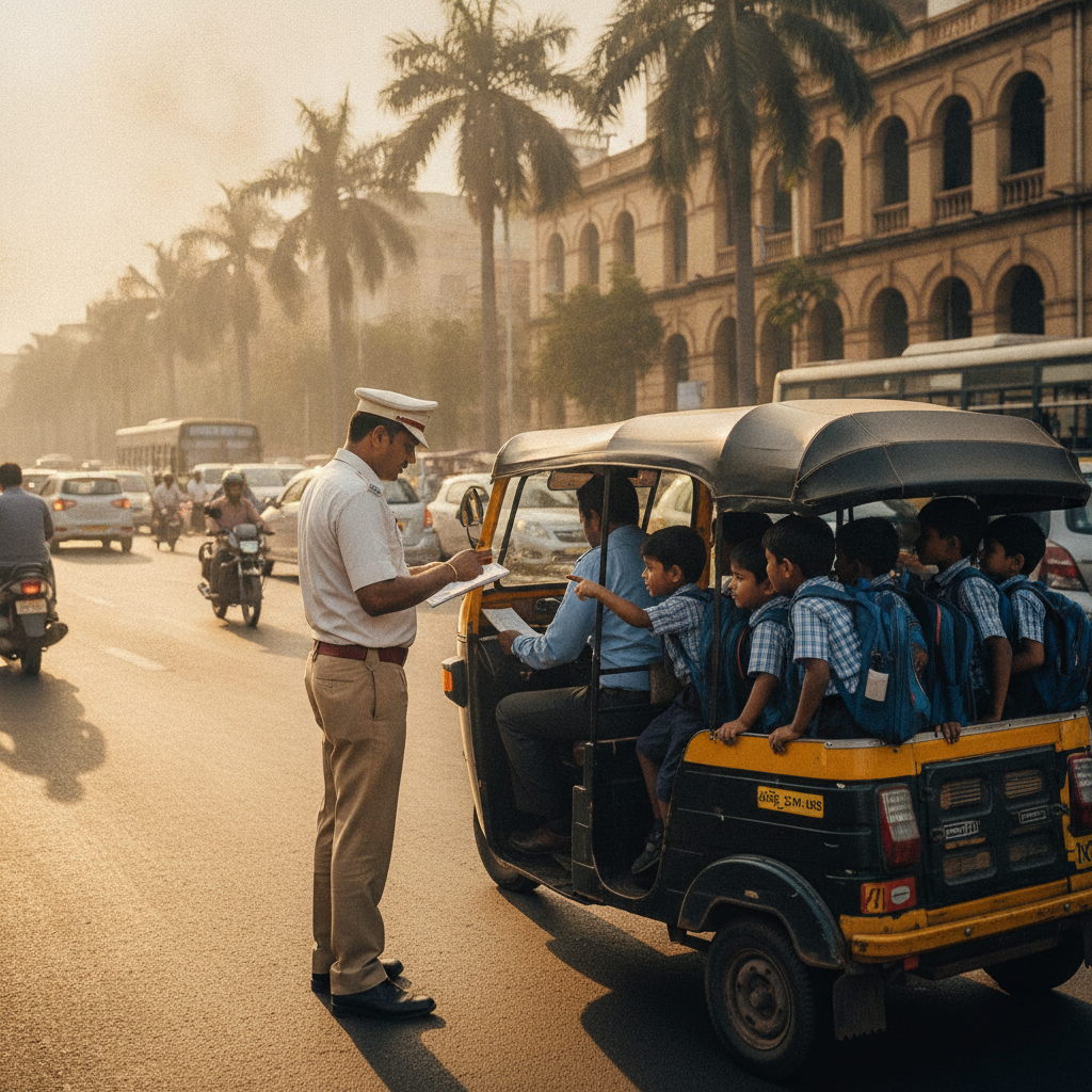Hyderabad Traffic Police Book 149 Auto Drivers for Overloading School Children
