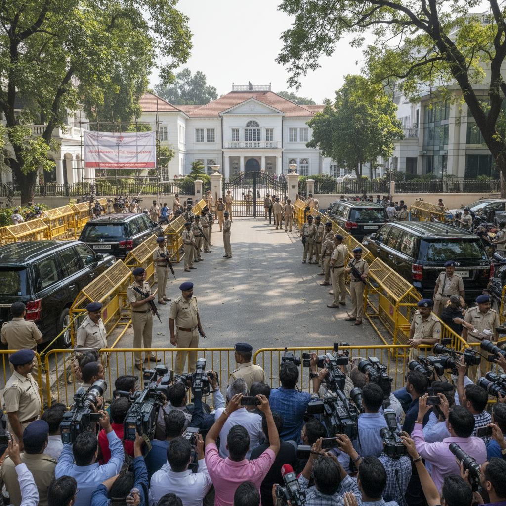 DK Shivakumar Begins Cabinet Consultations Amid Tight Security in Sadashivanagar