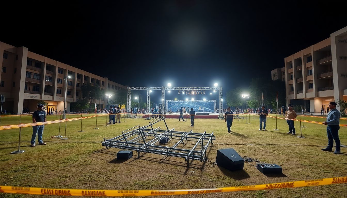 Four Injured in Scaffolding Collapse at Malla Reddy University Campus Event