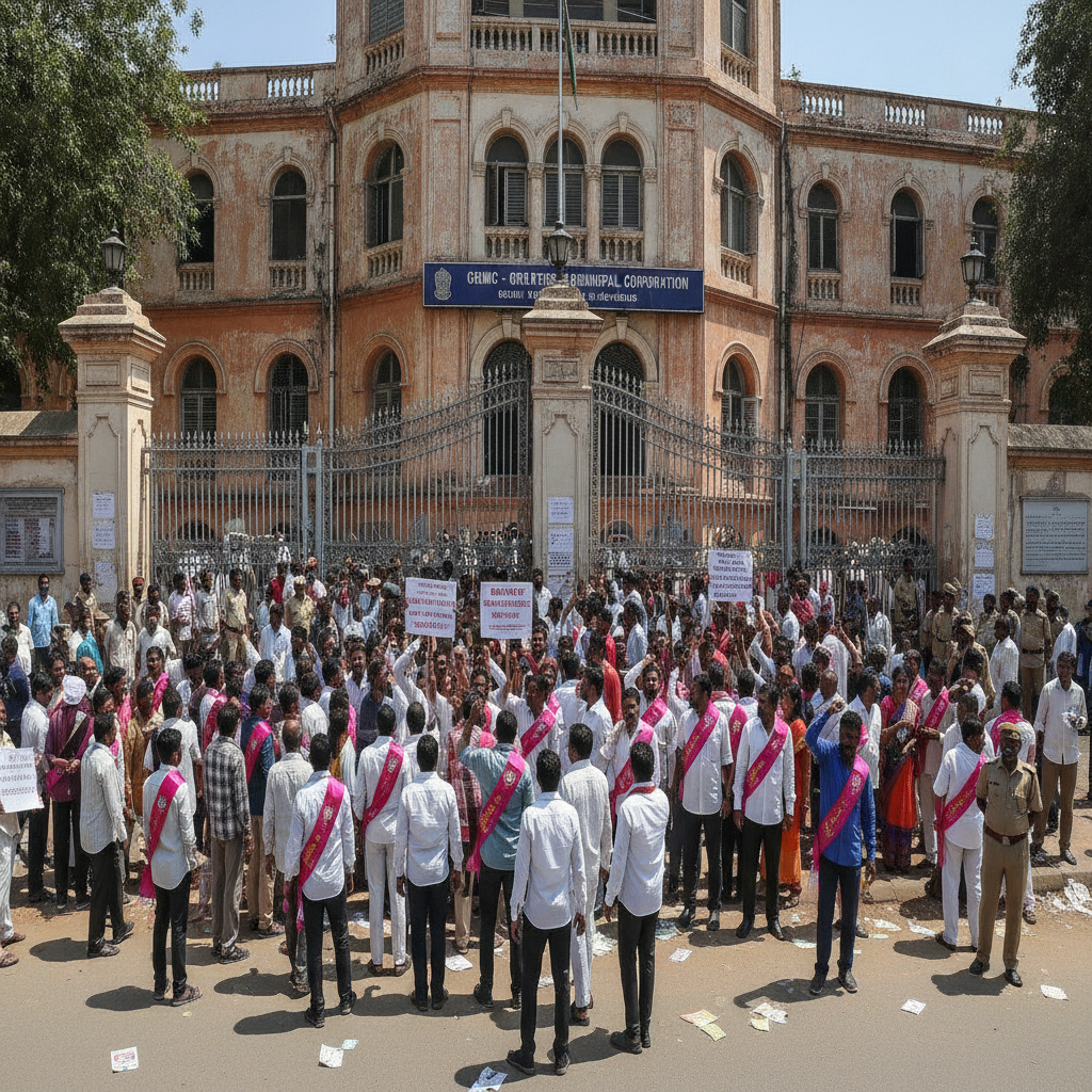 BRS Protests at Cantonment MRO Office to Protect Land for Indiramma Houses