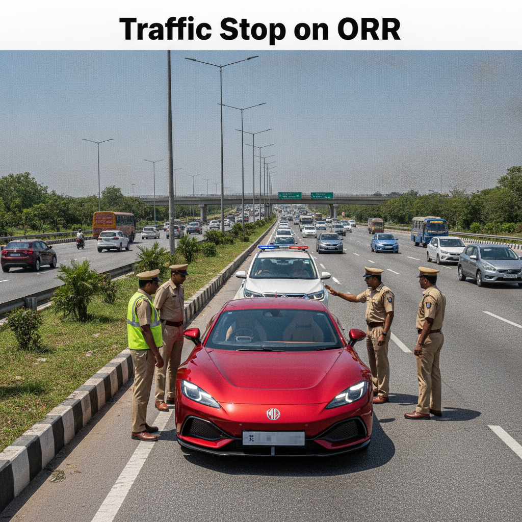 Hyderabad Police Book Man, Seize MG Cyberster After Minor Drives It on ORR