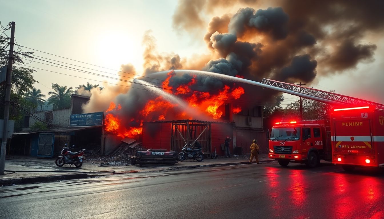 Major Fire Guts Plywood Shops in Hyderabad's Gudimalkapur