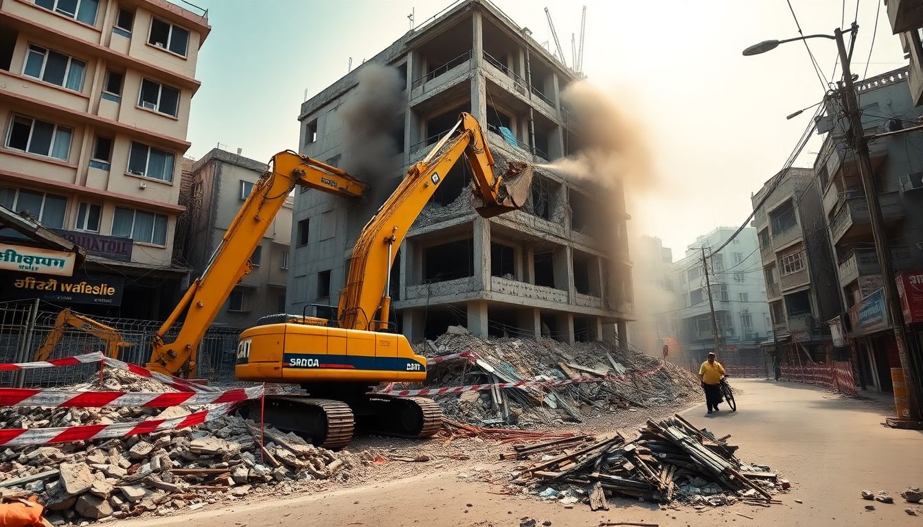 CMC Demolishes Nine Buildings in Gachibowli Crackdown on Illegal Structures