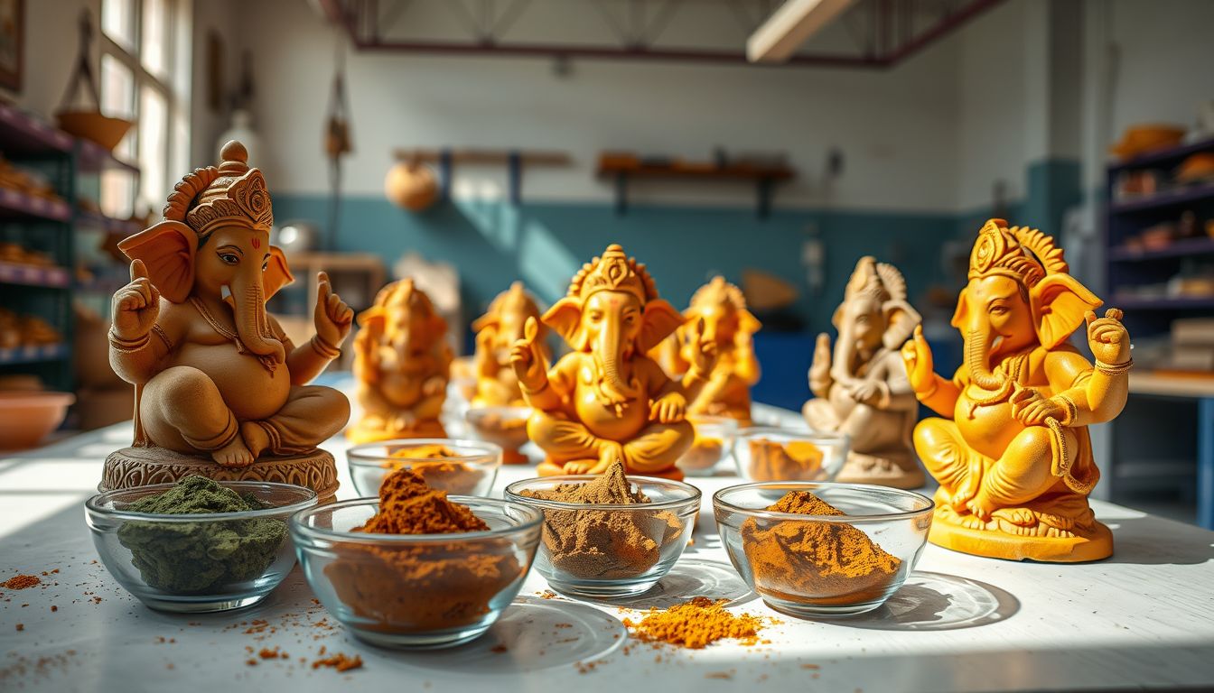 PJTSAU Natural Dye Centre in Hyderabad Produces Eco-Friendly Paints for Clay Idols