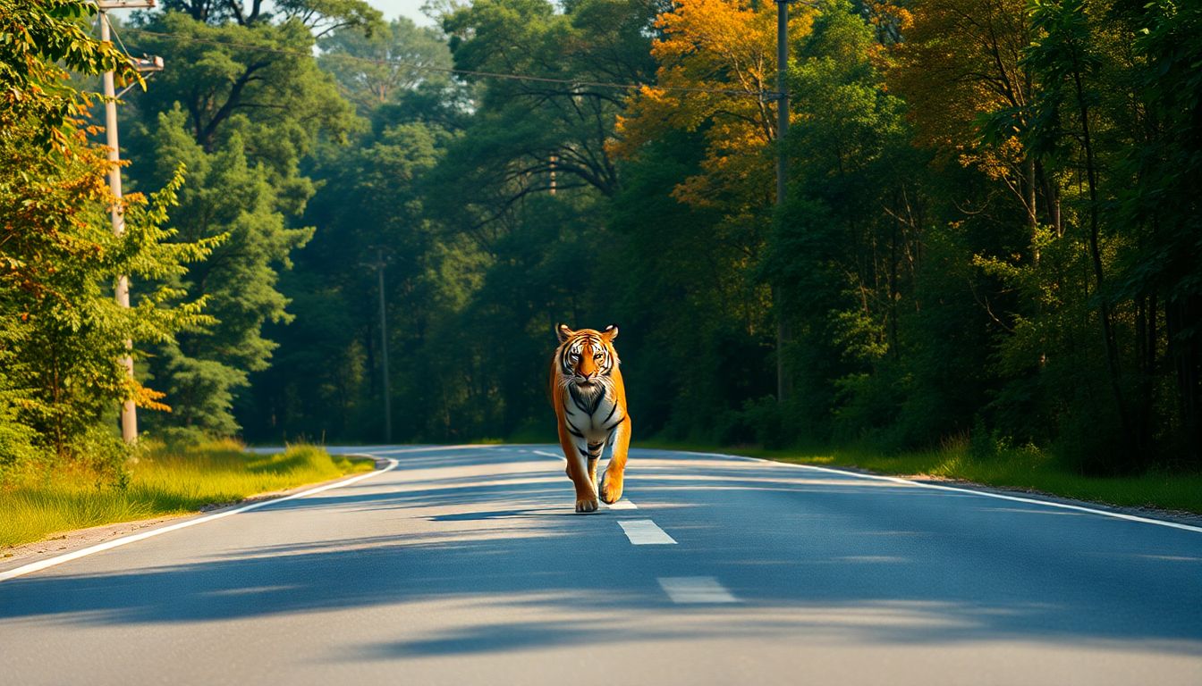 Tiger crossing National Highway 765 in Amrabad Tiger Reserve sparks safety concerns