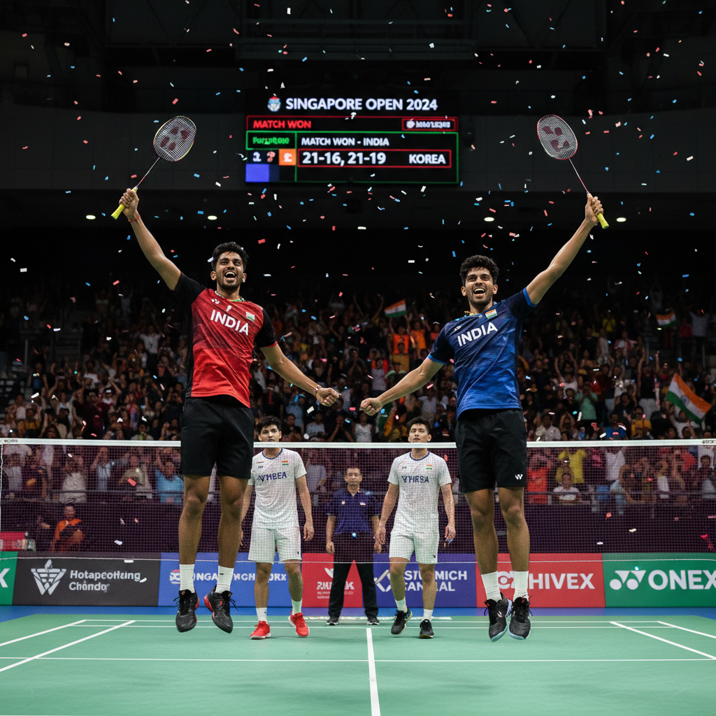 Satwik and Chirag Defeat Korean World Champions to Reach Singapore Open Final