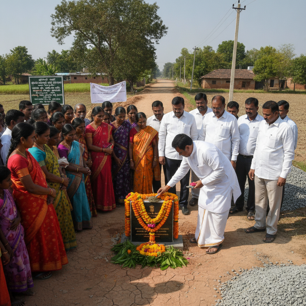 Boath MLA Anil Jadhav Lays Foundation Stone For Rs 2 Crore Road In Neradigonda Mandal