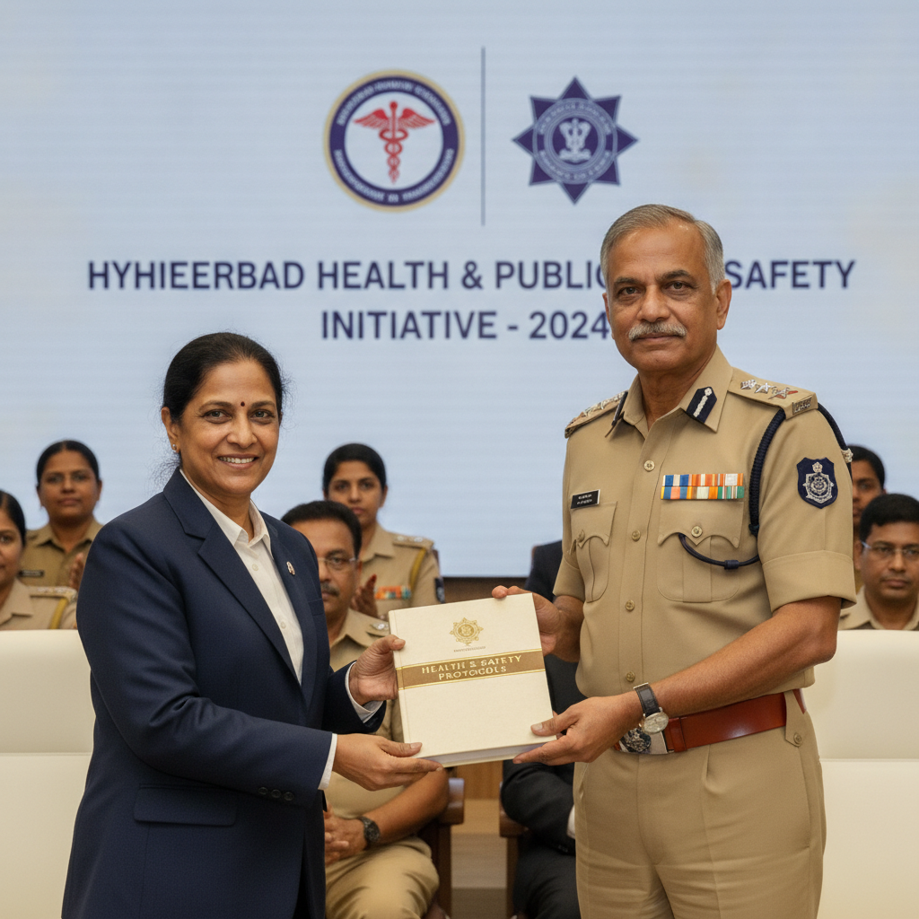 Cyberabad CP M. Ramesh Presented With Book by Dr A Sharath Reddy in Financial District