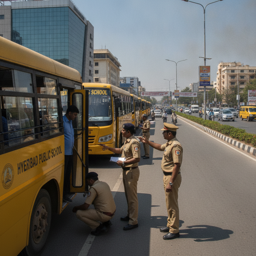 Six School Buses Seized in Hyderabad Safety Drive as Private Schools Reopen