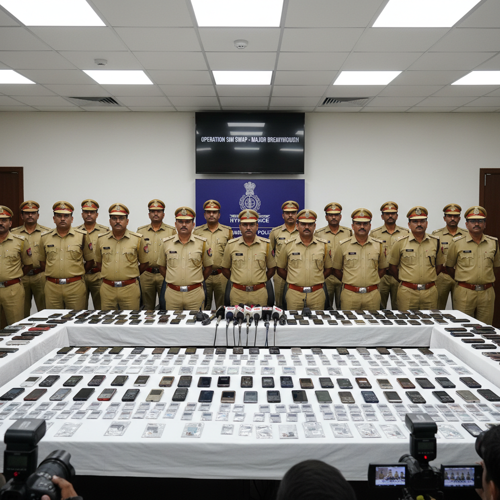 Hyderabad Cybercrime Police Arrest 74 People in Nationwide Ghost SIM Racket Crackdown