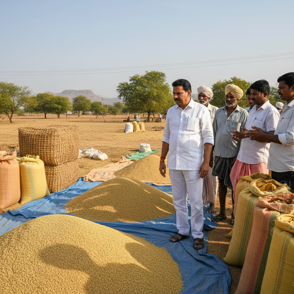 Uttam Kumar Reddy Inspects Paddy Procurement Centres, Reassures Suryapet Farmers