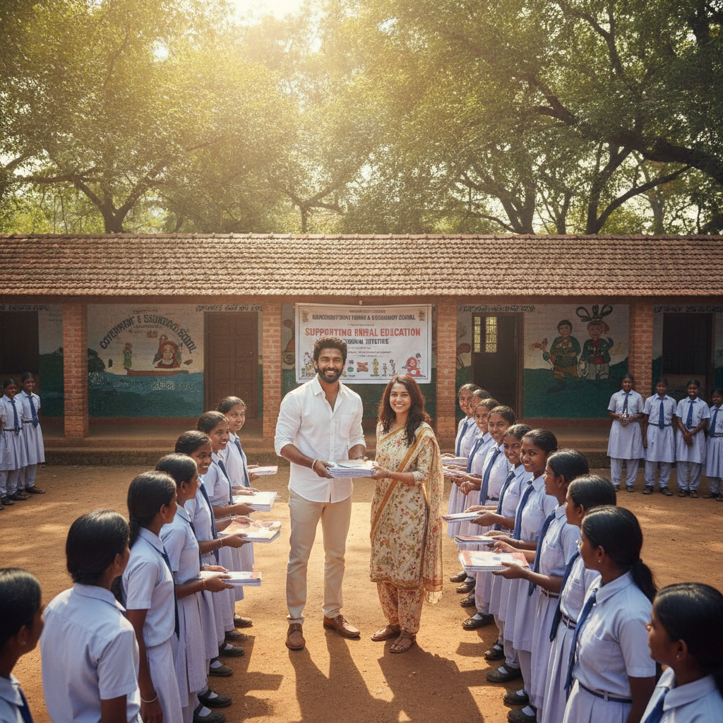 Vijay Deverakonda and Rashmika Mandanna support students in Thummanpet
