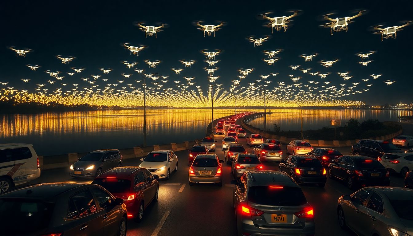Motorists slam drone advertising over Hussainsagar as dangerous traffic distraction
