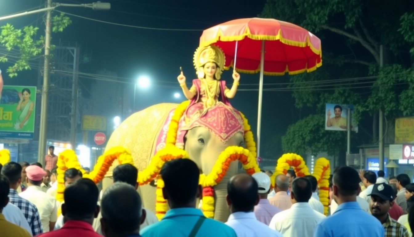 Elephant Lakshmi Leads Lashkar Bonalu Procession in Secunderabad
